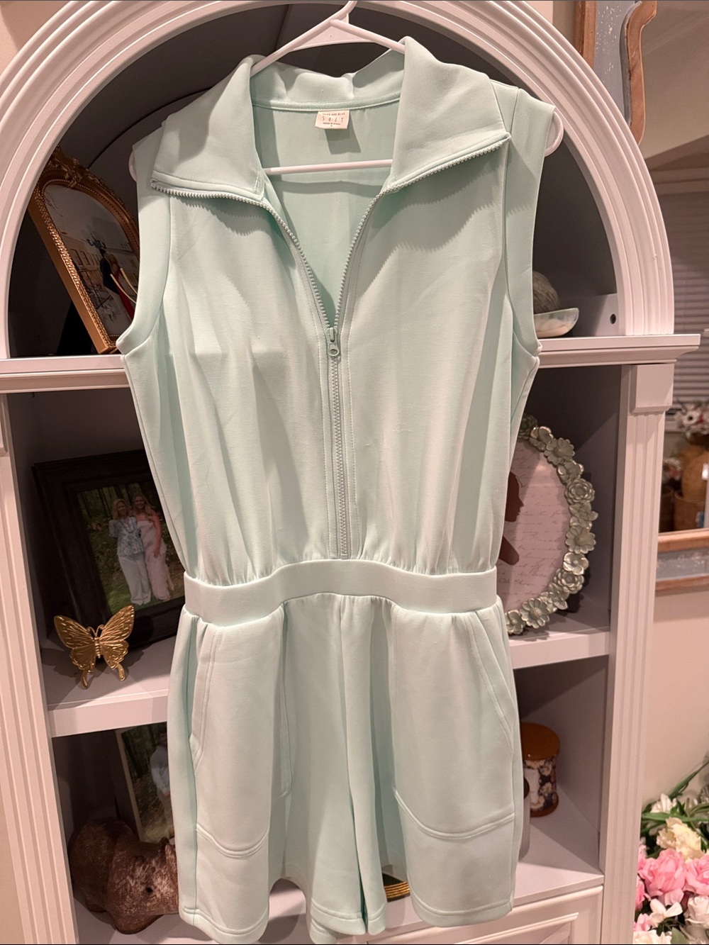 Skies Are Blue Mint Zip-Front Top